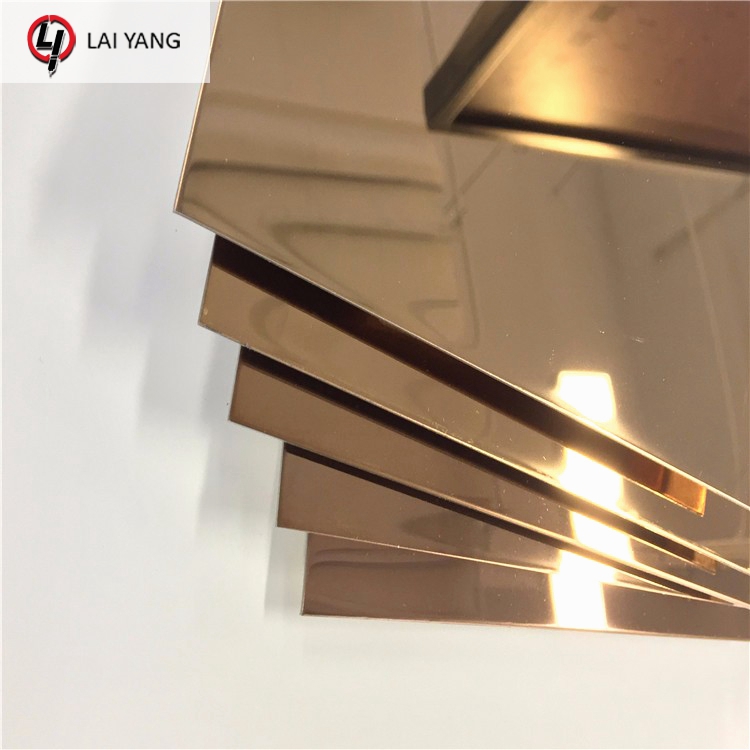 304 Golden Mirror Finish Titanium Gold Color Coated Stainless Steel Sheet